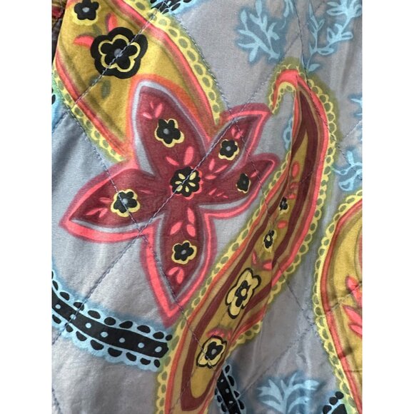 VTG Robert Stock Ltd Quilted Silk Bomber Jacket Retro Paisley Blue Multi-Color L - Picture 6 of 12